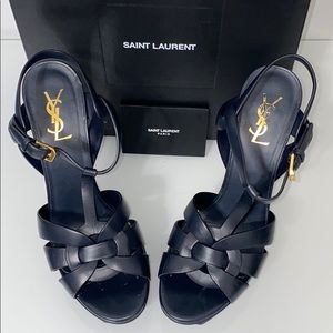 YSL Tribute platform sandal navy 40 1/2